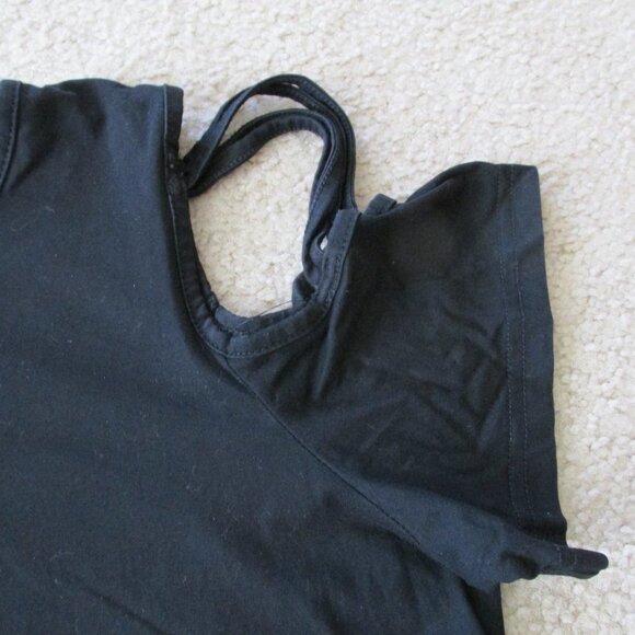 Adreamly Shirt Womens Large Black Short Sleeve Round Neck Pullover Blouse Top - Picture 3 of 6